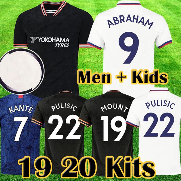 

19 20 kit kante pulisic willian abraham odoi mount soccer jersey 2019 2020 men kids giroud camiseta football shirt maillot uniform, Black;yellow