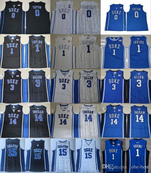 

ncaa duke blue devils college jerseys kyrie 1 irving jahlil 15 okafor grayson 3 allen brandon 14 ingram jayson 0 tatum stitched jerseys, Black