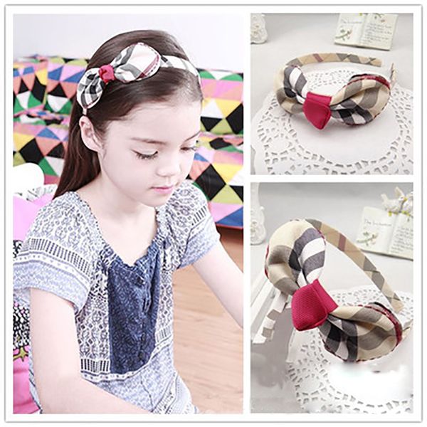 

girl british style plaid hairpin headband hair accessories bow flower animal hair band headwear children accessories, Slivery;white