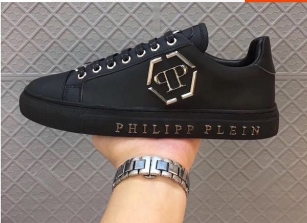 

men's leather pp skull men's casual shoes men's sports shoes-604, Black