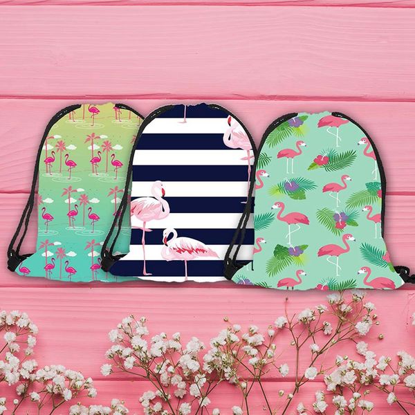 

fashion drawstring bag 3d printing flamingo mochila feminina drawstring backpack women daily casual girl's knapsack