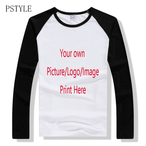 

pstyle raglan tshirt long sleeve t shirts men custom t-shirt own design logo printing shirts man casual tee autumn clothing, White;black