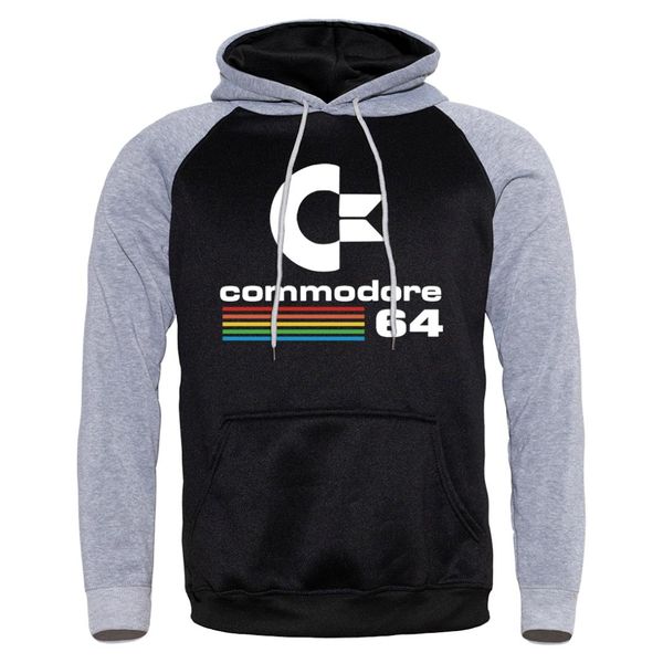 

commodore 64 printed men's hoodies 2019 new fashion hoody autumn winter raglan hooded hoodie streetwear sweatshirt male hoddie, Black