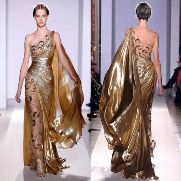

zuhair murad haute couture аппликации золото пром платья 2020 длинные русалка одно плечо с аппликациями sheer vintage pageant вечерние плать, Black
