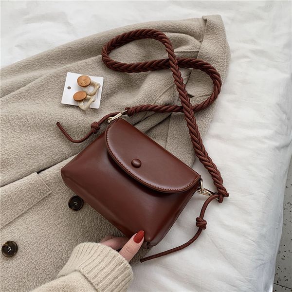

bag 2020 new tide bag fashion woven shoulder strap one shoulder messenger western-style wild texture small square