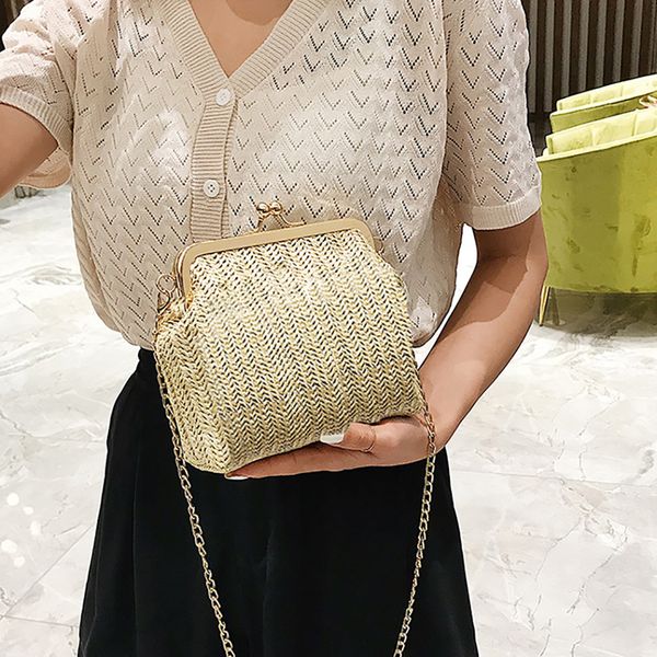 

роскошные сумки конструктора женщины shell стро сумки цепи тканые плеча креста тела сумка bohemia summer beach bag sac # h25