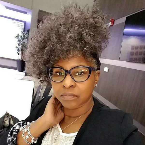 

new arrival grey natural hair puff 8a virgin brazilian hair curly drawstring ponytail hairpiece gray human hair extension 100g 120g 140g, Black