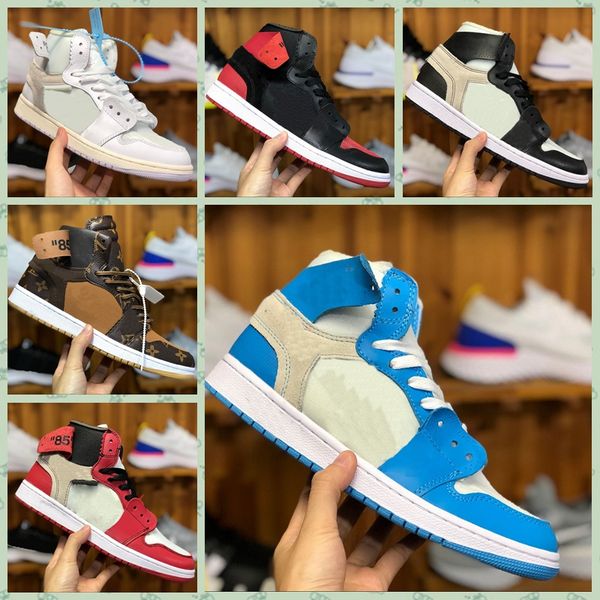 

j001hf new 1 high og outdoor shoes royal banned bred black white retro toe men women trainer 1s not for resale v2