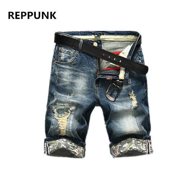 

2017 новый большой размер мужчины отверстие джинсовые шорты летние повседневные светло-голубые джинсы высокое качество уютные мужские брюки, Blue