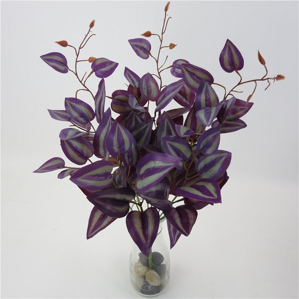 

28cm artificial silk purple eyebrow leaves branch for home wedding party decor craft multicolor fall vivid fake flower leaf