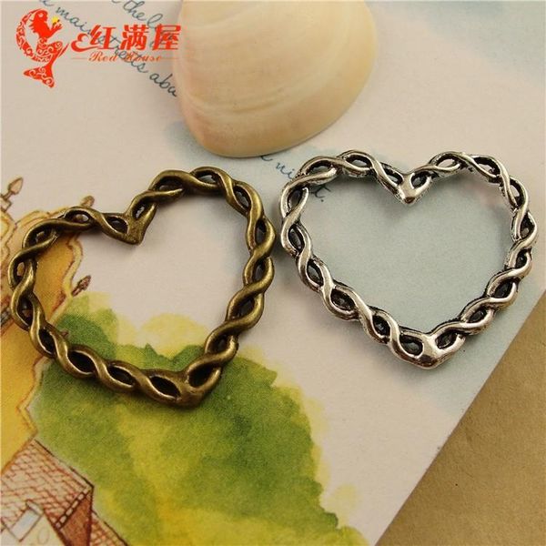 

fashion vision 34x28mm heart charms pendant antique silver bronze mix colors braided metal model no. sp212, Bronze;silver