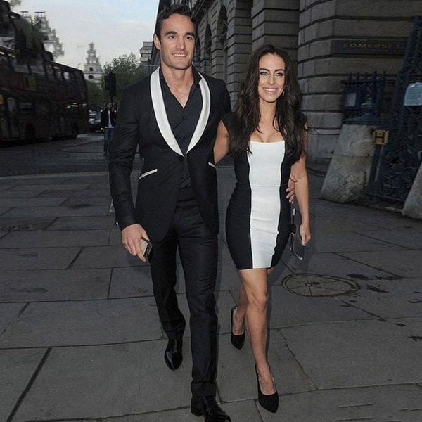 

black formal party suit for men groom tuxedos jacket+pants 2 pieces wedding suit man groomsmen, White;black