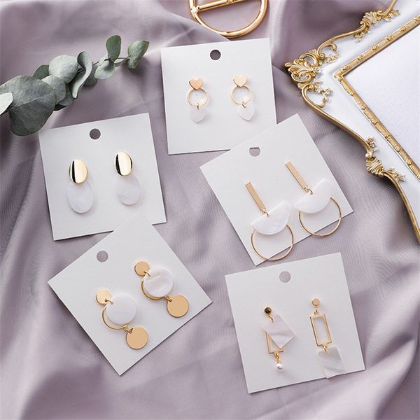 

2020 new korean fashion coin heart earrings shell geometric square dangle earrings for women circle femme brincos jewelry, Silver