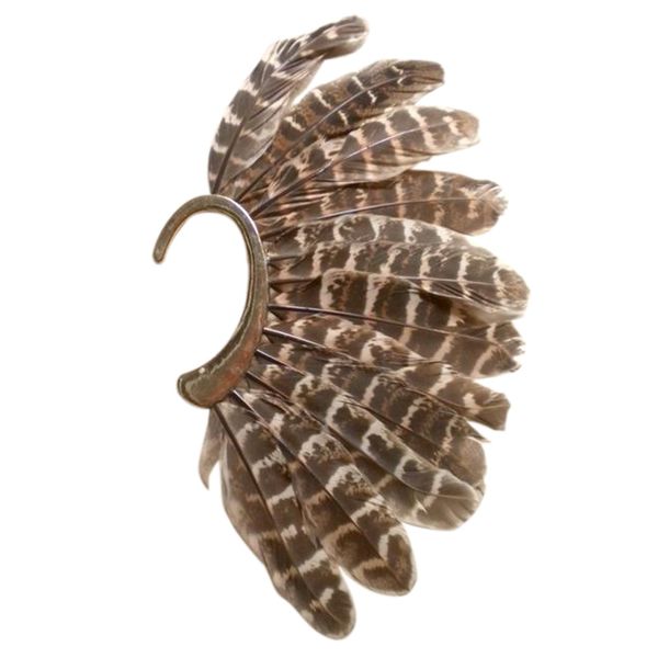 

1pcs big feather ear cuff non piercing gold clip on earrings, Silver