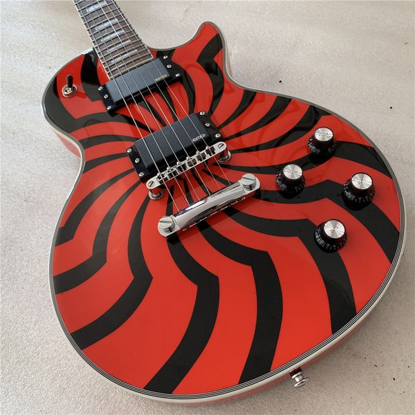 

new style-usa zakk wylde chibson custom red and black windmill electric guitar
