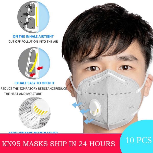 

bfaccia 10pcs kn95 mask pm2.5 mouth cover dust masks breathing valve folding non-woven wholesale dropshipping