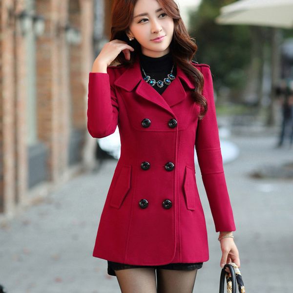 

2016 autumn winter women wool coat new fashion slim wool jackets casual lapel short women overcoat solid feminino casaco,lb2563, Black