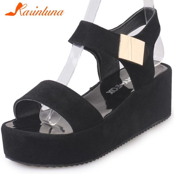 

karin fashion new design wedge heels summer sandals woman shoes platform hook&loop comfortable shoes women sandals female, Black