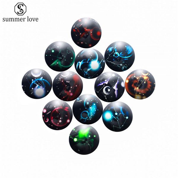 

18мм luminous стекло зодиак 12 созвездия шарм подвеска diy изготовление ювелирных изделий подвески для браслета ожерелье оптово-z, Bronze;silver