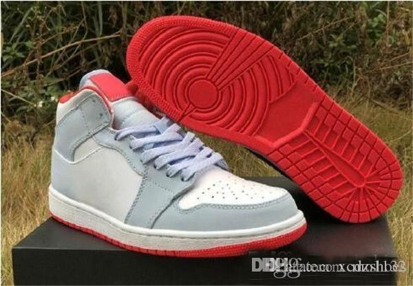 

wholesale 1 mid half blue polka basketball designer shoes white blue red fashion sport zapatos 1s sneakers