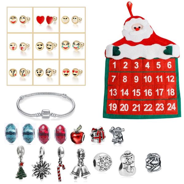 

behogar christmas craft pockets santa claus advent calendar diy 24 days charms bracelet beads ear studs set for kids xmas gift
