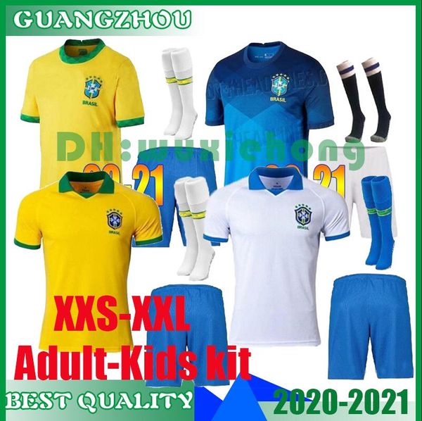 

Взрослый + детский комплект Бразилия 2020 2021 Copa America Home soccer jersey away 20 21 NEYMAR JR COUTINHO PAULINHO camiseta de futbol футбольная рубашка