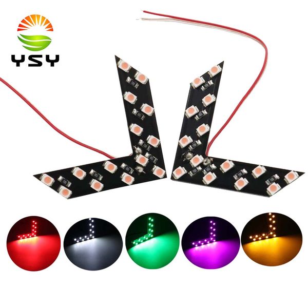 

ysy 2pcs 14 smd led arrow panel for car rear view mirror indicator turn signal light car led rearview mirror light yellow white