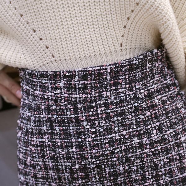 

new 2019 autumn winter women mermaid skirt mini tweed skirt white black high waist elegant lady plus size party skirts