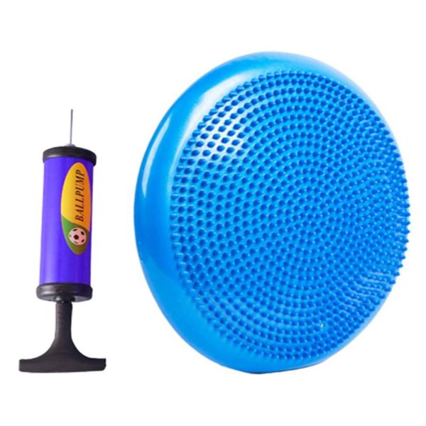 

34cm blue inflated stability wobble cushion thick core -disc wiggle seat with random color air inflator