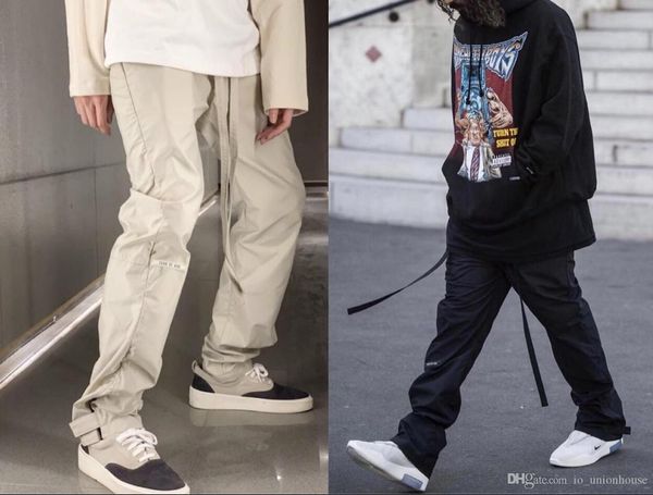 

new fear of god fog baggy nylon pant bone fashion men ribbon casual trousers, Black
