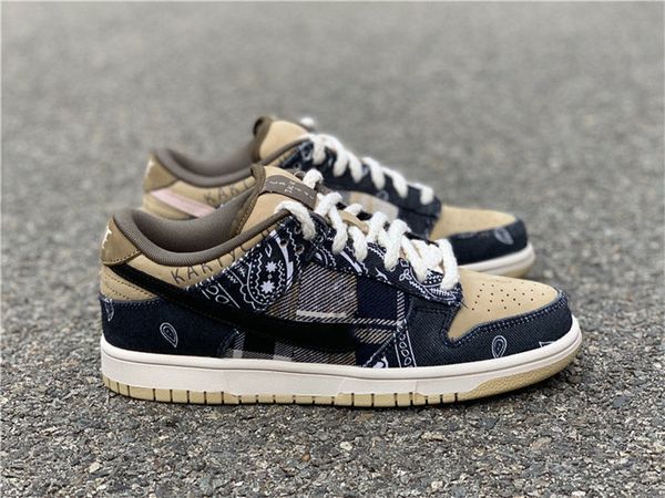 

2020 new release travis scotts x sb dunk low parachute beige petra brown black mens women running sneakers skate shoes with original box