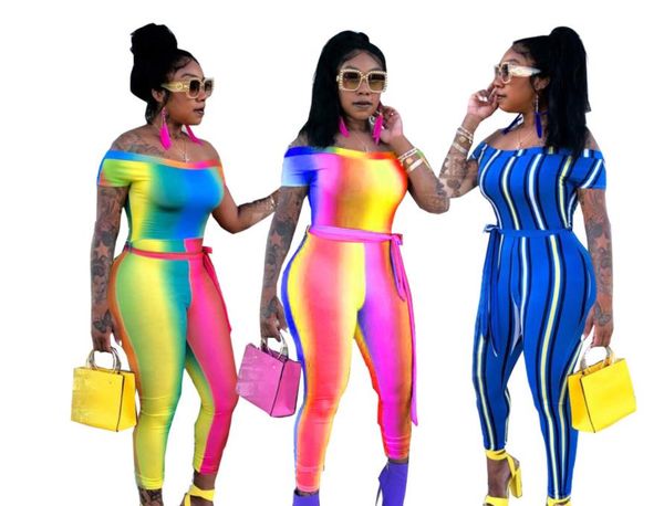 

Women Colors Patchwork Suits Summer One Piece Playsuits Jogger Suits Jumpsuits