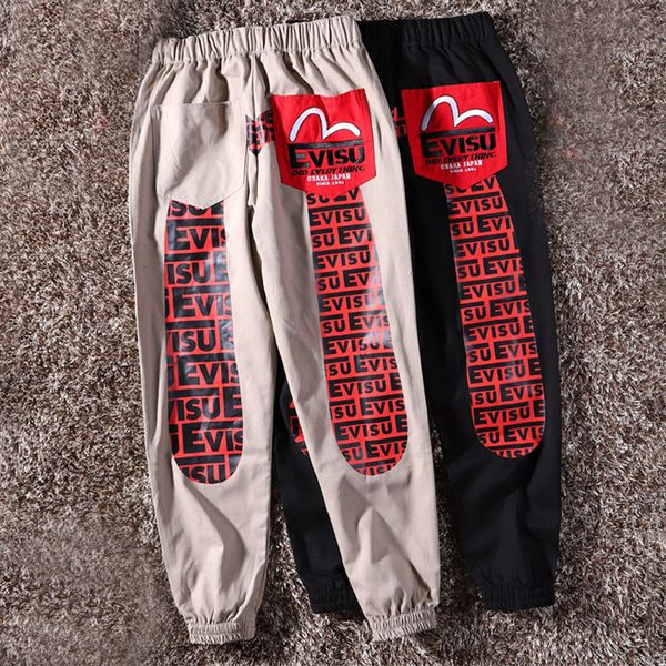 

Evisu Роскошные мужские дизайнерские брюки повседневные мужские летние спортивные