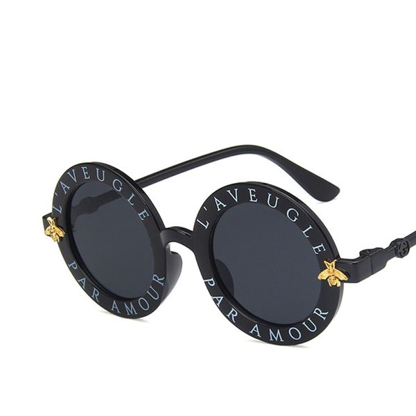 

2019 new style kids sunglasses children cartoon round bee sunglasses baby personality comfortable travel birthday present, Blue