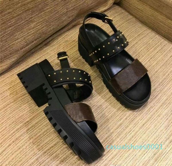 

classic womens popular leather sandal striking gladiator style designer leather outsole luxury flat canvas plain sandals shoes ac01, Black