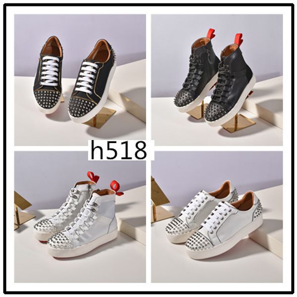 

топ донна плоские кроссовки мужские красные низы обувь женская заклепка колючий носок младшие шипы плоские туфли 1, Black