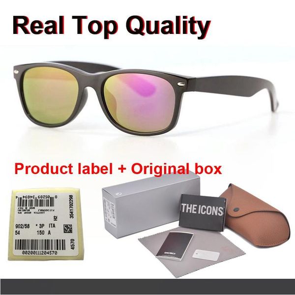 

metal hinge brand design sunglasses for men women plank frame mirror glass lens fashion sun glasses with cases and label, White;black