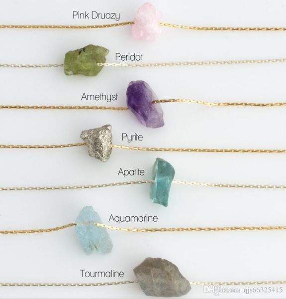 

natural crystal necklace/healing crystal necklace/natural gemstone/raw stone pendant/layering necklace/christmas gift/boho gift for her, Silver
