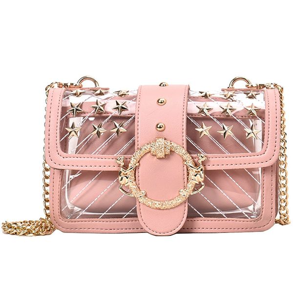 

transparent jelly bag 2020 fashion new pvc women's designer handbag cute girl lock chain shoulder messenger bags