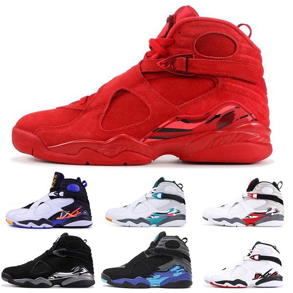 

new arrival 8 8s basketball shoes for men women valentines day aqua chrome countdown pack south beach mens trainers designer sports sneakers, White;red