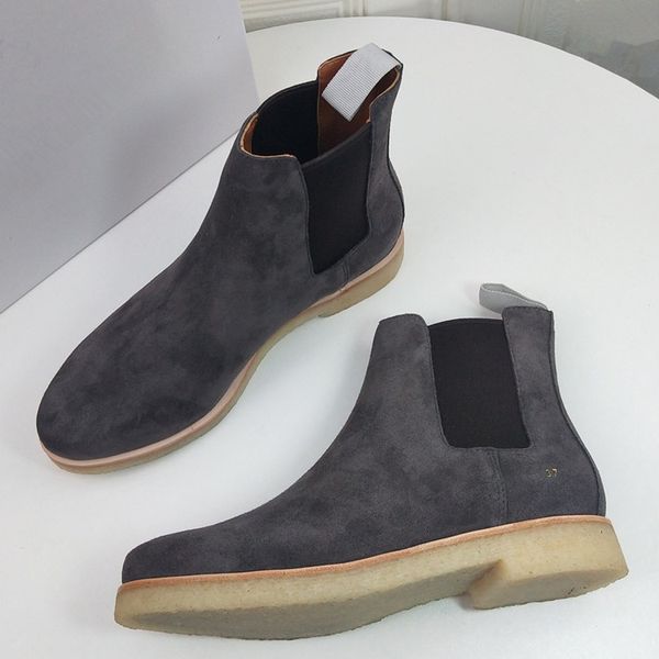 

new style deep grey women men ankle boots genuine leather q47, Black