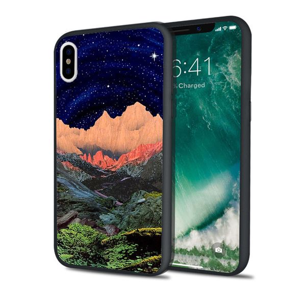 

coque mountain sky collage phone case for iphone 11 pro xs max xr 8 7 6s plus 5s se 5 case black soft silicone tpu cover.