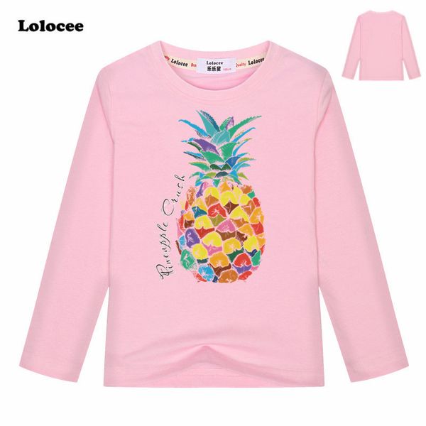 

new fashion baby girls kids pineapple print t shirts cotton spring long sleeve casual t-shirts clothes 3-13y y190516, Blue
