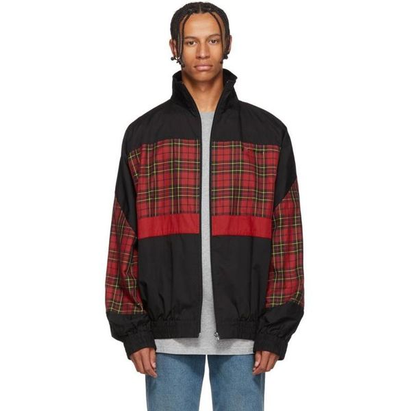 

18fw france lattice splice jacket fashion casual jacket street hip hop men women fashion outerwear autumn winter hfymjk192, Black;brown