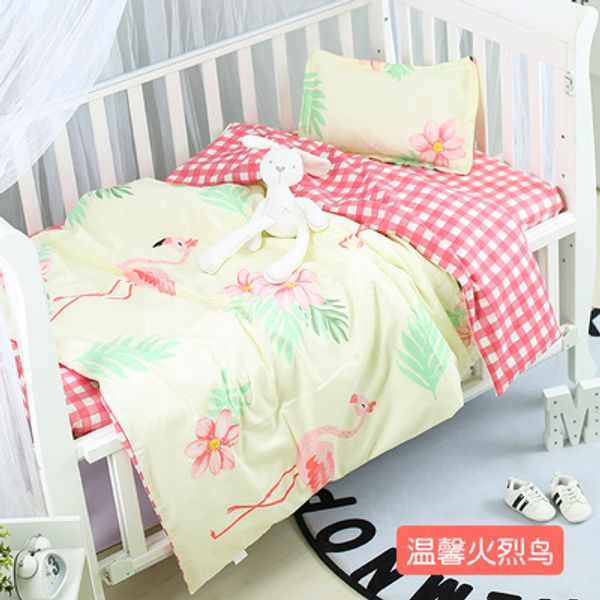 

new arrive flamingo baby cot sets baby bed protector soft and warm bedding crib quilt ,duvet/sheet/pillow, with filling