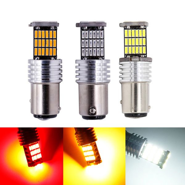 

2pcs t15 t20 1156 ba15s p21w w16w 45smd 4014 led canbus no error car tail bulb brake light backup reverse lamp white yellow 12v