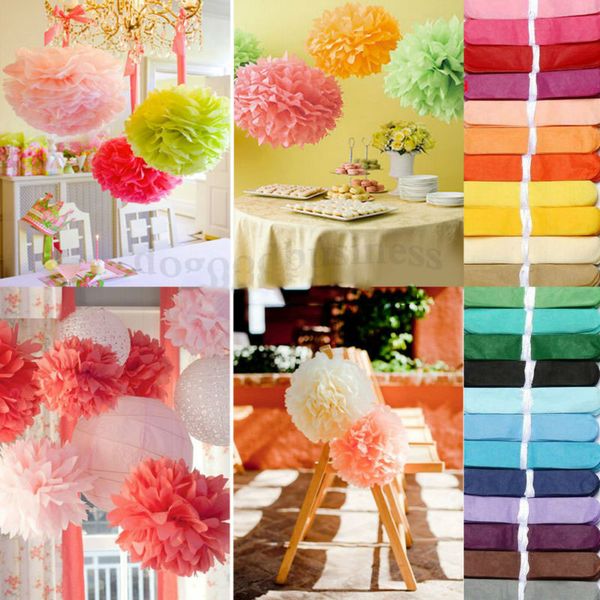 

new design 40pcs 20см (8quot;) pom pom pom оберточной бумаги poms искусственный цветок шары свадебные украшения бумажные шары партии deco