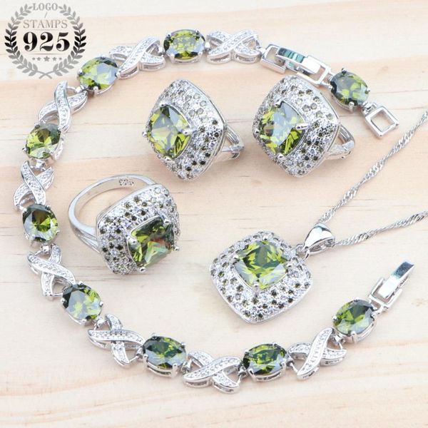 

silver 925 bridal jewelry sets dark yellow zirconia wedding costume jewelry for women pendant ring bracelet earring neckalce set, Slivery;golden