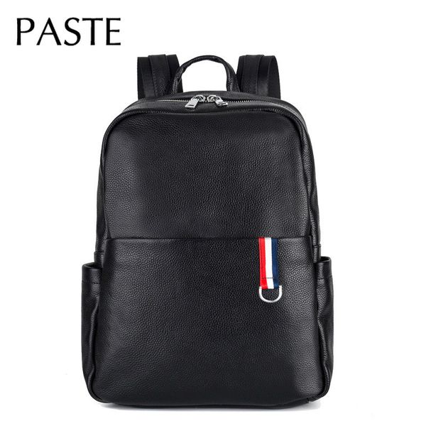 

2019 designer leisure travel backpack teenagers schoolbag book bag cowhide genuine leather male daypack men lap15" backpack