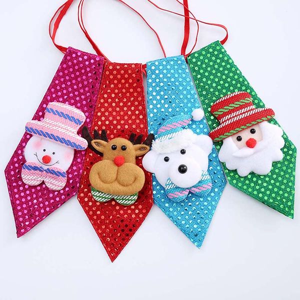 

new arrival 1 pc sequins tie santa claus snowman deer bear fit for children to wear christmas decoration for home party